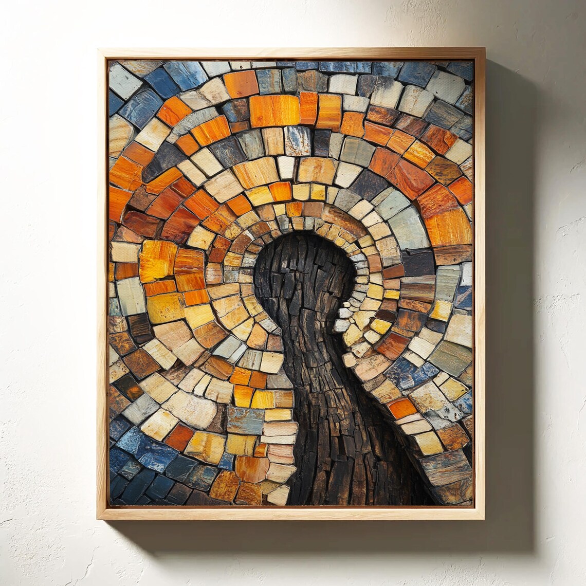 Mosaic Tree Ring Art, Rustic Nature-Inspired Design - Image 3