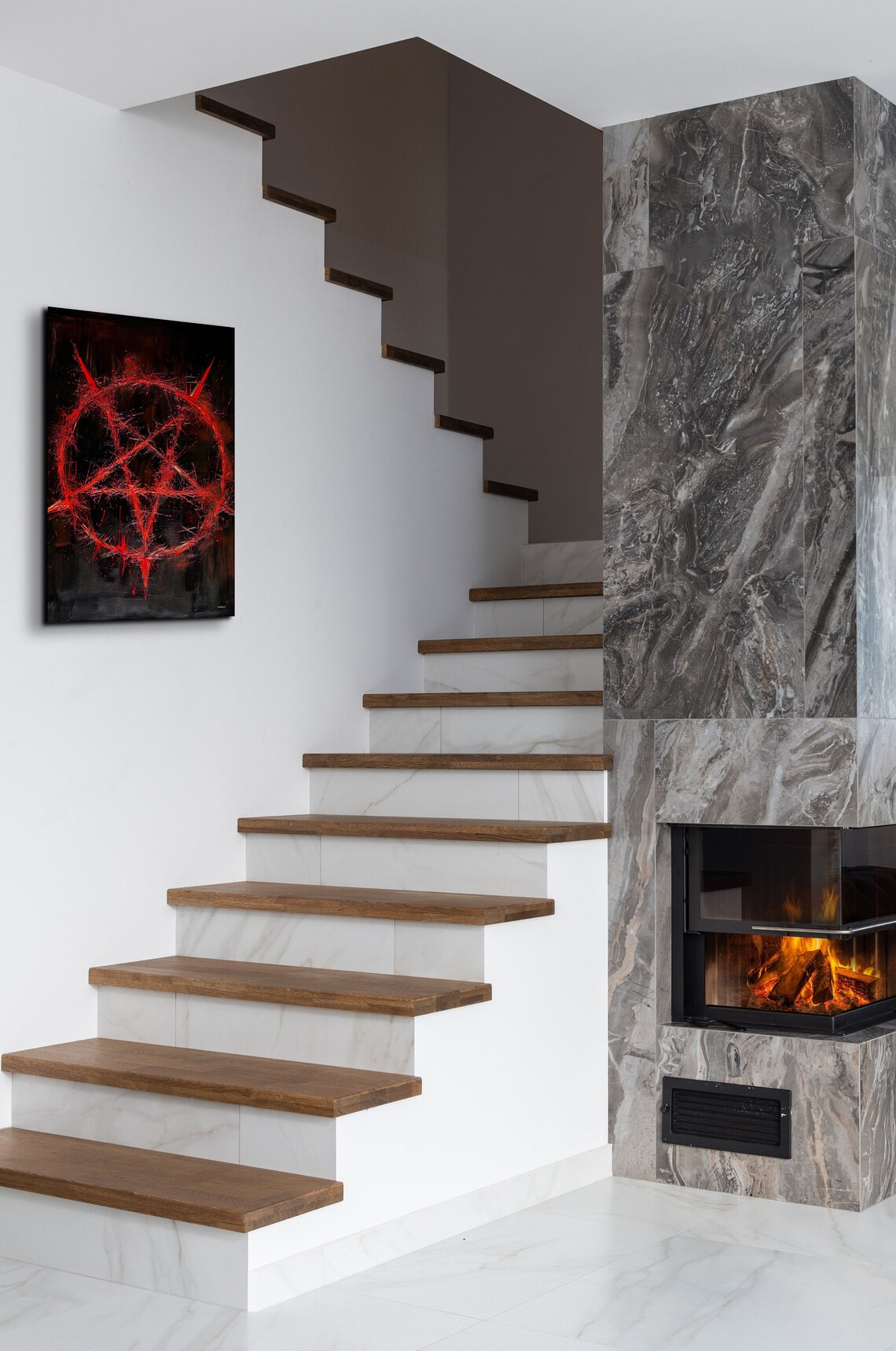 Red Pentagram Dark Occult Oil Painting Gothic Symbol Art Poster - Image 4