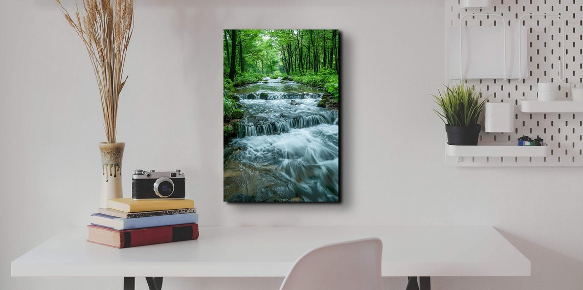 Forest Stream Waterfalls Lush Green Woodland Nature Landscape Poster - Image 7