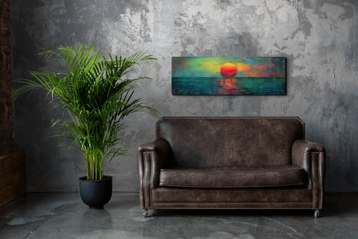 Sunset Over The Emerald Green Ocean, Vintage Art Print - Image 4
