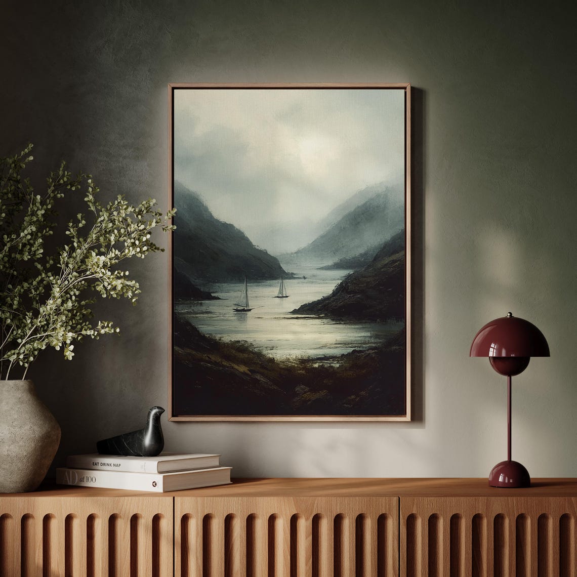 Twin Sailboats On A Misty Mountain Lake - Image 5