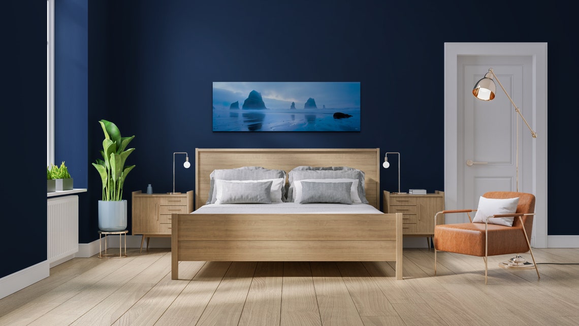Misty Sea Stacks Coastal Panorama Blue Hour Ocean Landscape Poster - Image 6