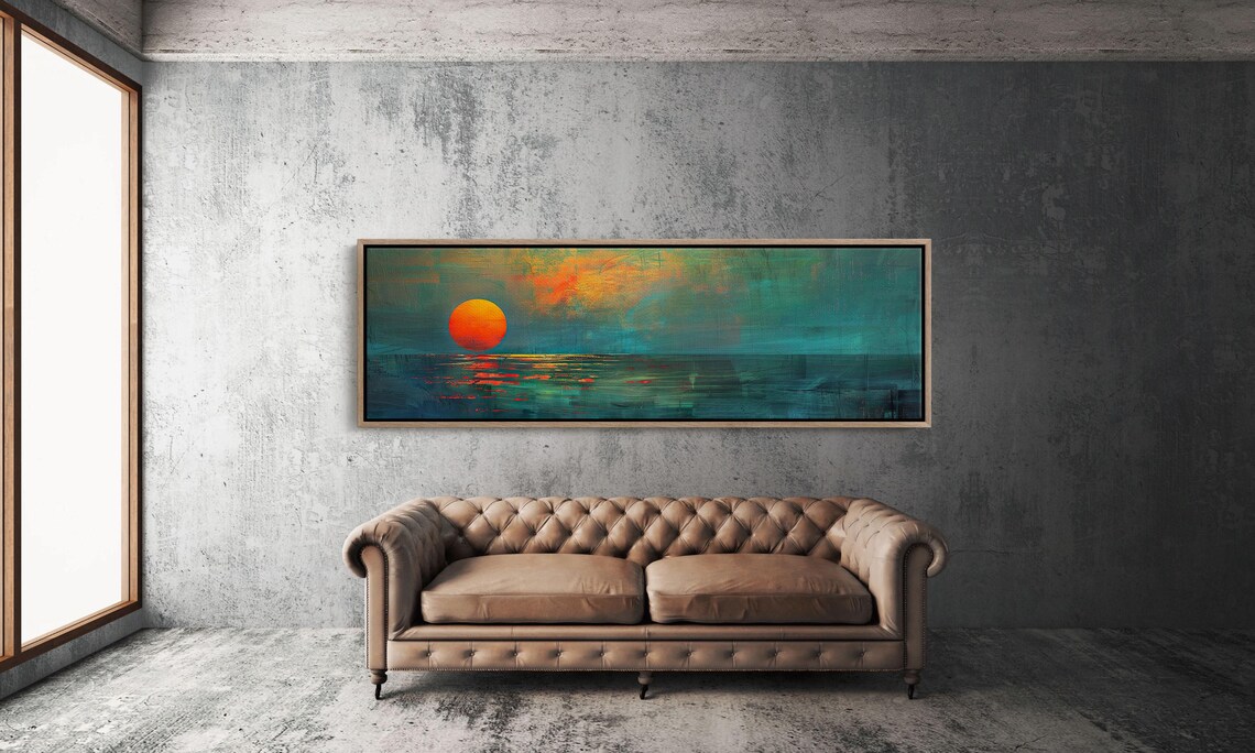 Sunset Over The Emerald Green Ocean, Boho Art Print - Image 3