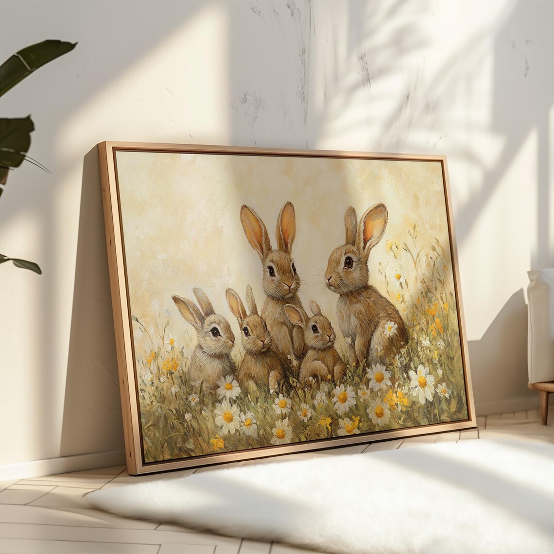 Adorable Rabbit Family Wildflower Meadow Art Print