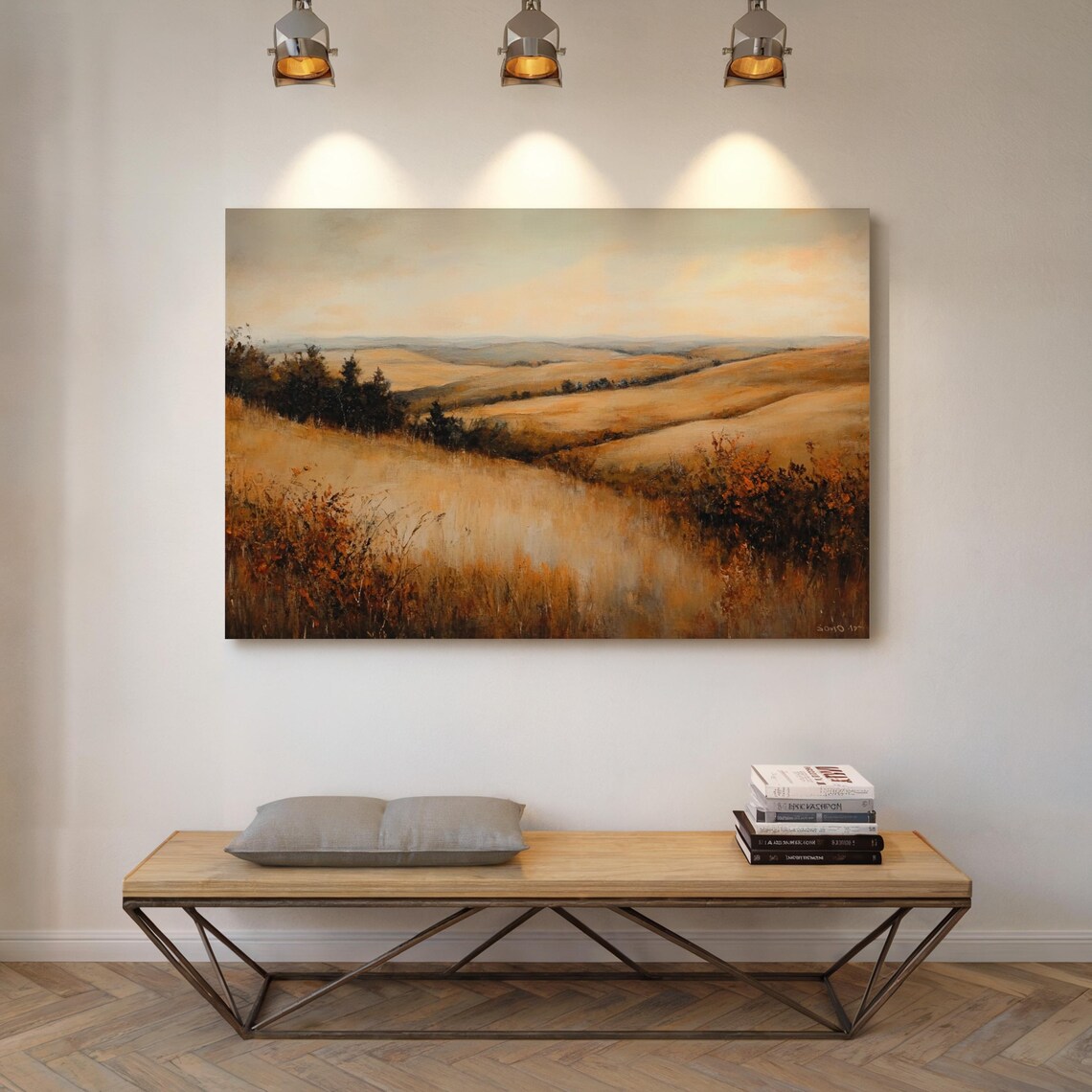 Golden Autumn Rolling Hills Fall Countryside Landscape Wall Art - Image 7