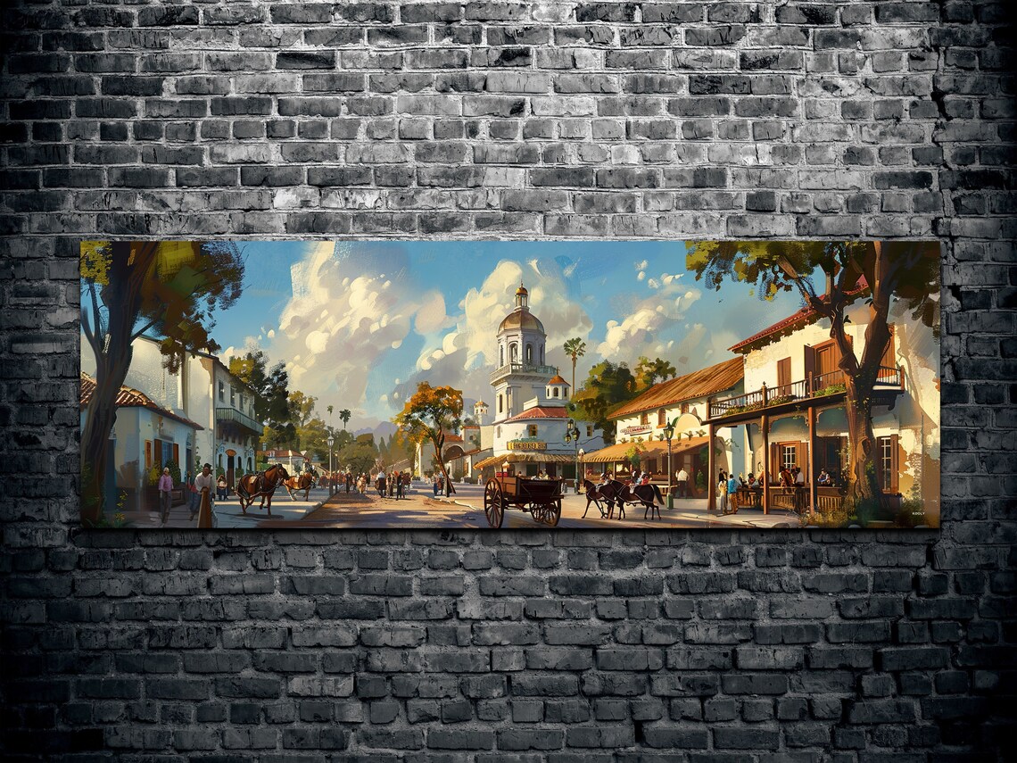 Panoramic Old Southwestern Mexican Town Art Print - Image 2