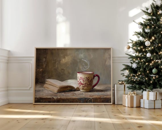 Cozy Coffee And Open Book Still Life