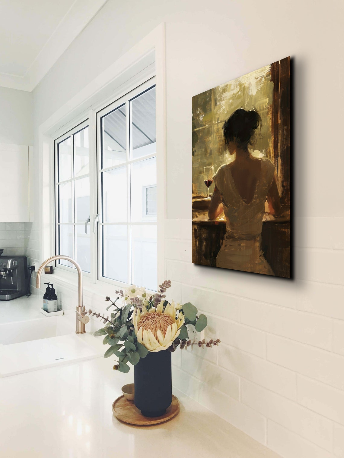 French Beauty With Glass Of Wine Oil Paint Impressionist Ready To Hang Wall Art Print French Art Wine Art Oil Paint Style Art - Image 5