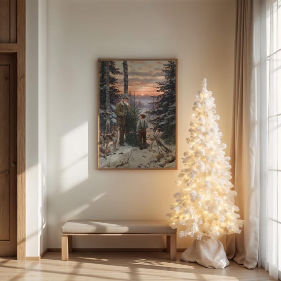 Winter Forest Tradition At Sunset Art Print