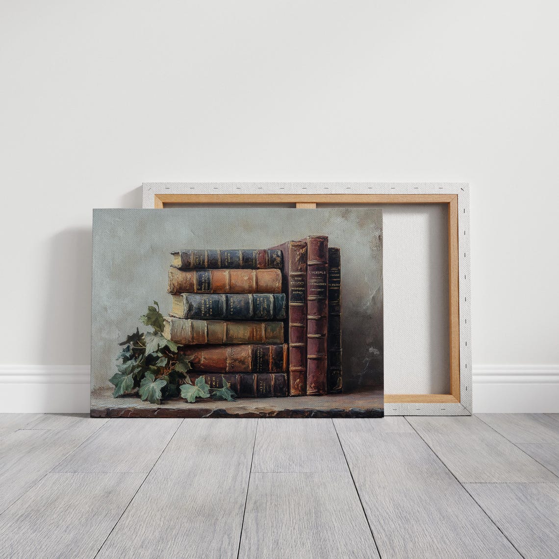 Antique Books Stack With Ivy Rustic Library Still Life Poster - Image 6