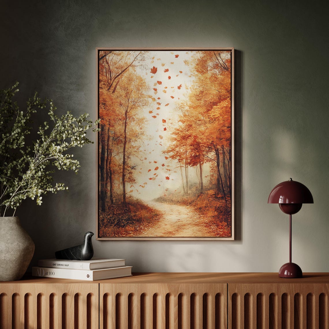 Autumn Forest Path With Falling Maple Leaves Golden Season Poster - Image 6