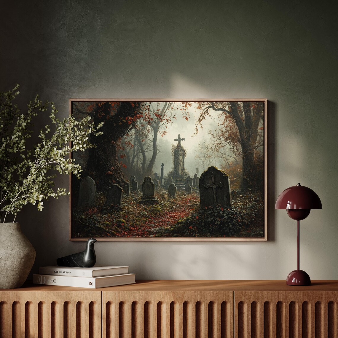 Haunted Graveyard Gothic Halloween Poster Print