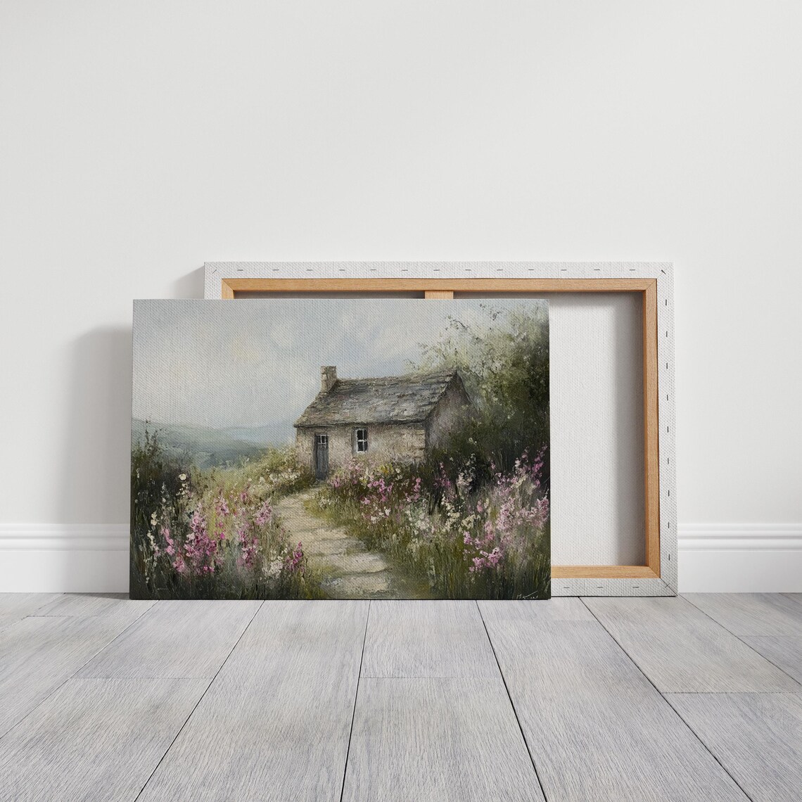 Rustic Cottage Art Print, Stone House With Wildflower Path - Image 3