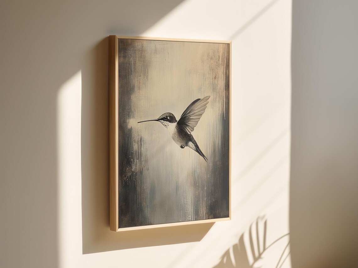 Hummingbird Minimalist Nature Art Print, Neutral Tones - Image 3