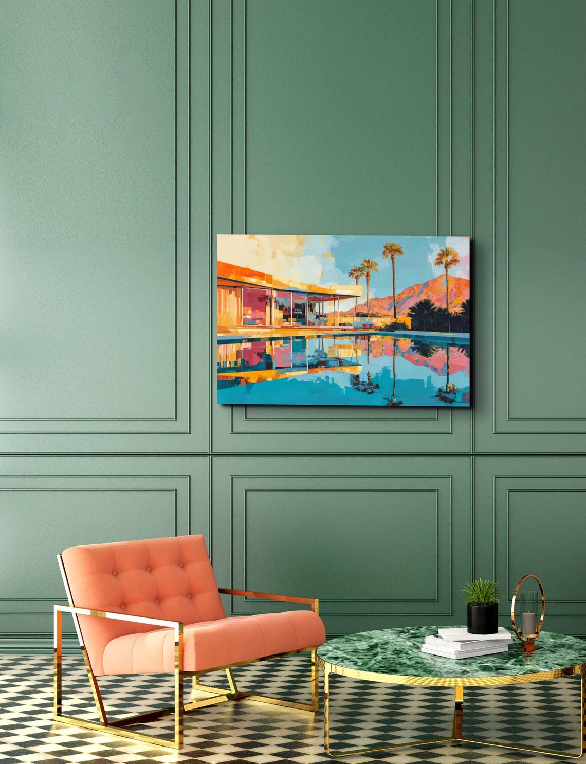 Palm Springs Mid Century House Palm Trees Pool Reflection Art Poster - Image 6