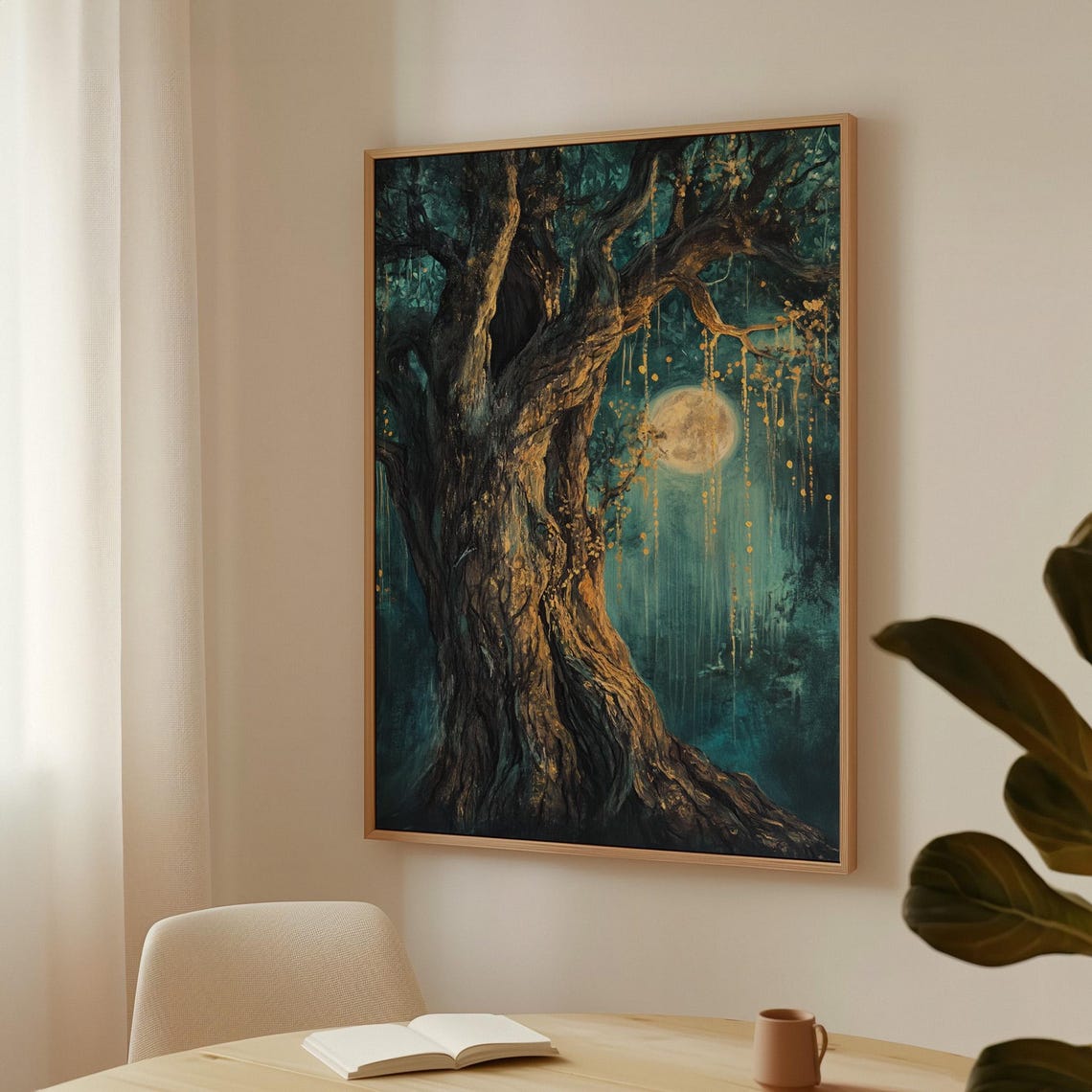 Enchanted Moonlit Tree With Full Moon Mystical Night Forest Poster - Image 4