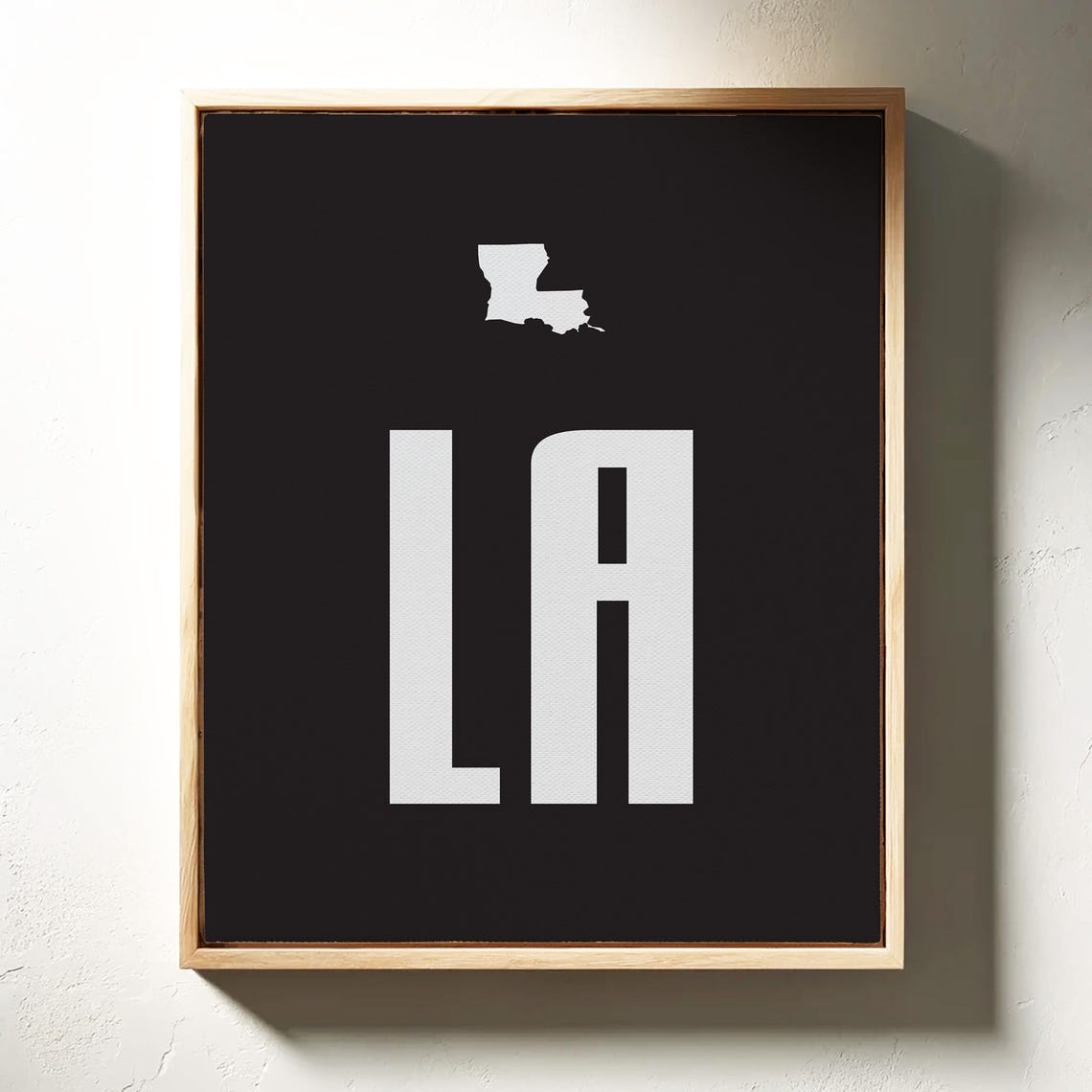 Louisiana State Abbreviation Typography Black White Minimalist Poster