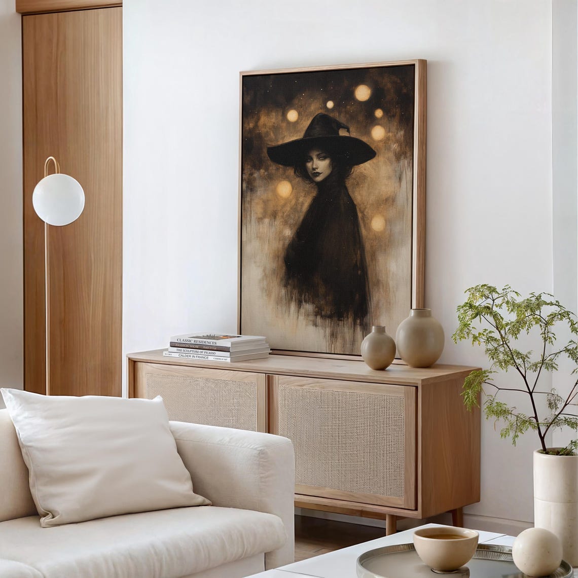 Ethereal Witch In Black Hat Golden Orbs Mystical Halloween Poster - Image 5