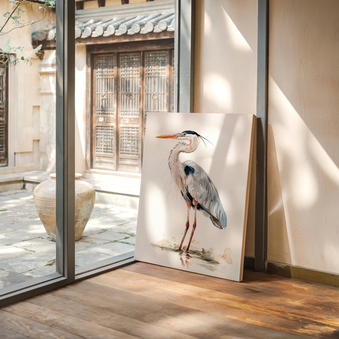 Graceful Heron Watercolor Art, Coastal Bird Print - Image 2