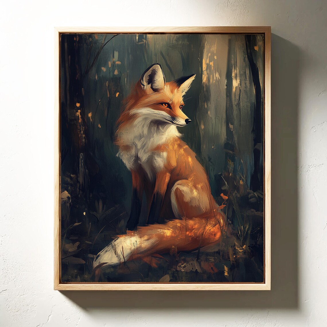Elegant Fox Art Print, Mystical Forest Scene - Image 3