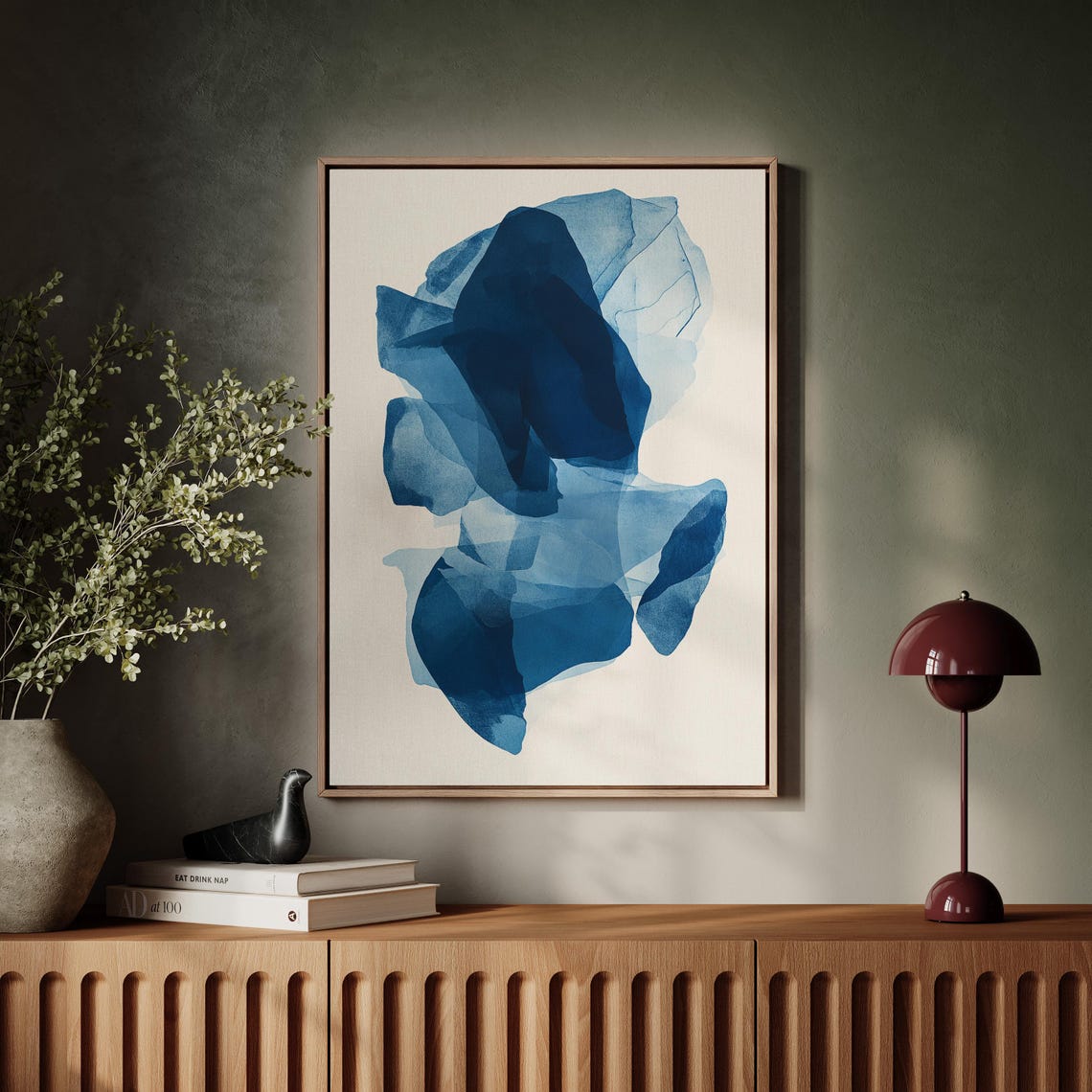 Blue Watercolor Abstract Layers Ocean Inspired Canvas Wall Art