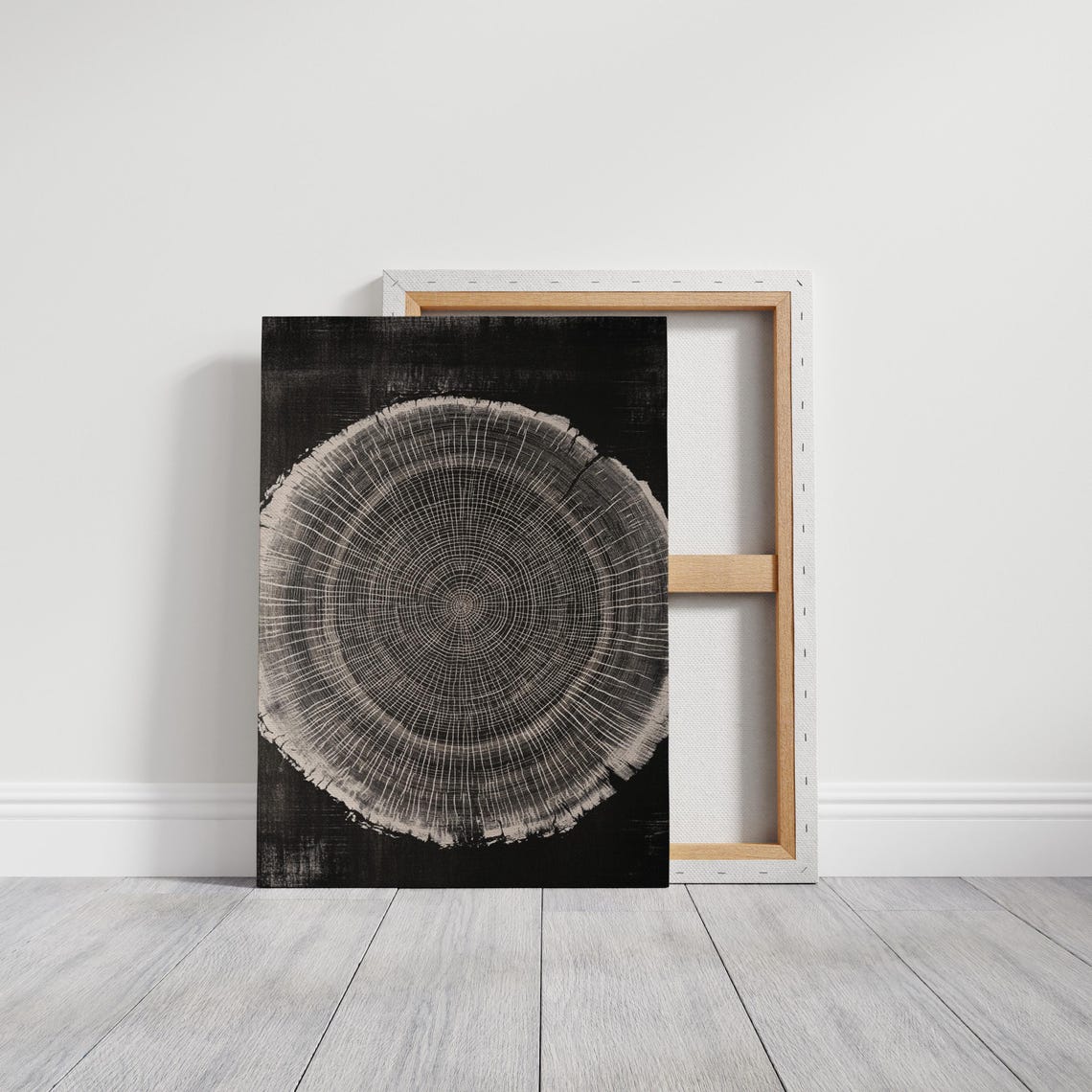Mesmerizing Woodgrain Ring Art Black And Beige Tree Ring Pattern Organic Texture Wall Print For Modern Nature Inspired Decor - Image 7