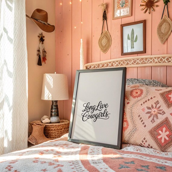 Long Live Cowgirls Elegant Script Minimal Western Typography Poster