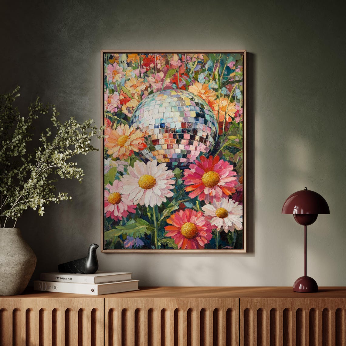 Sparkling Disco Ball Among Pink and White Daisy Blooms Poster - Image 7