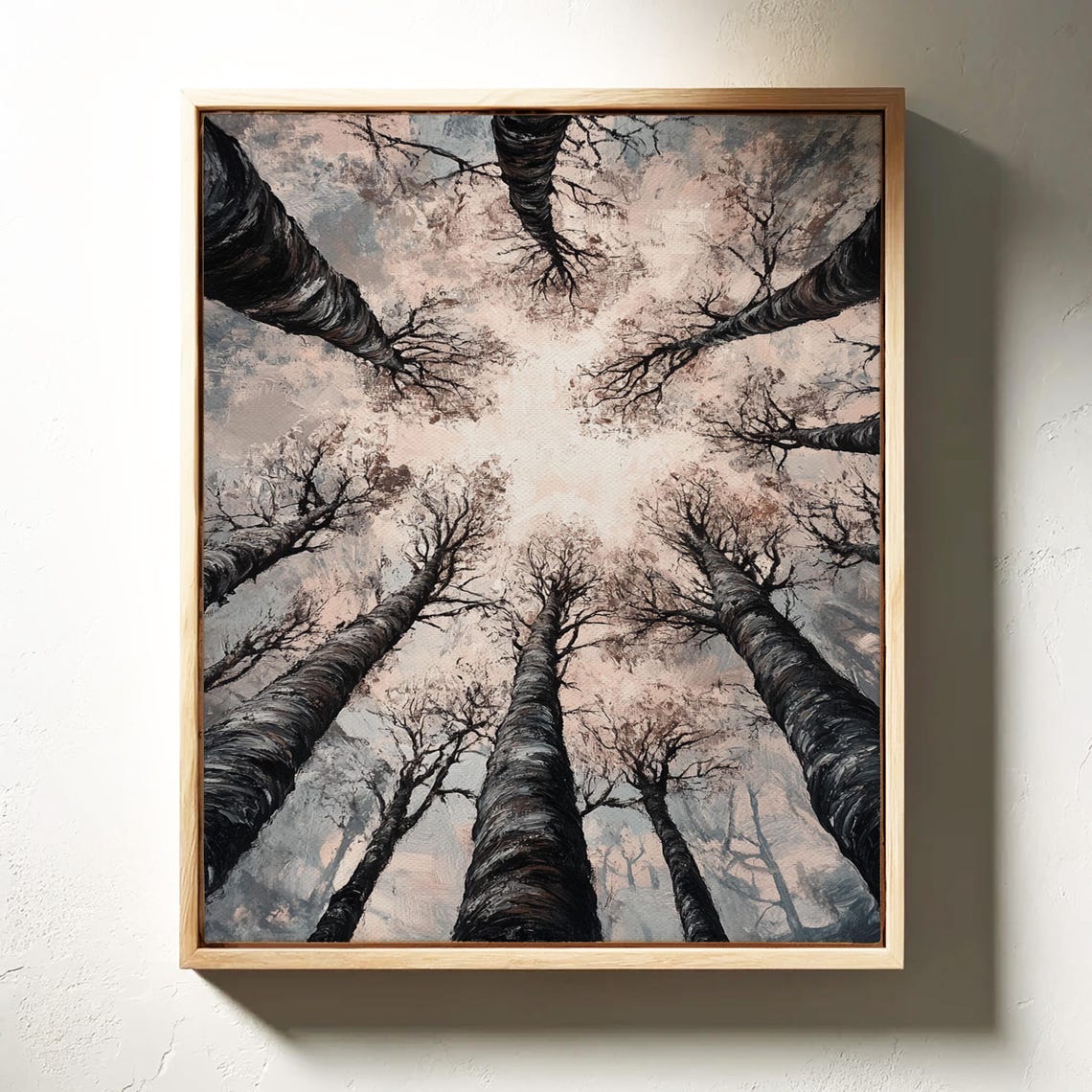 Serene Forest Canopy Looking Up At Winter Birch Trees Poster - Image 4