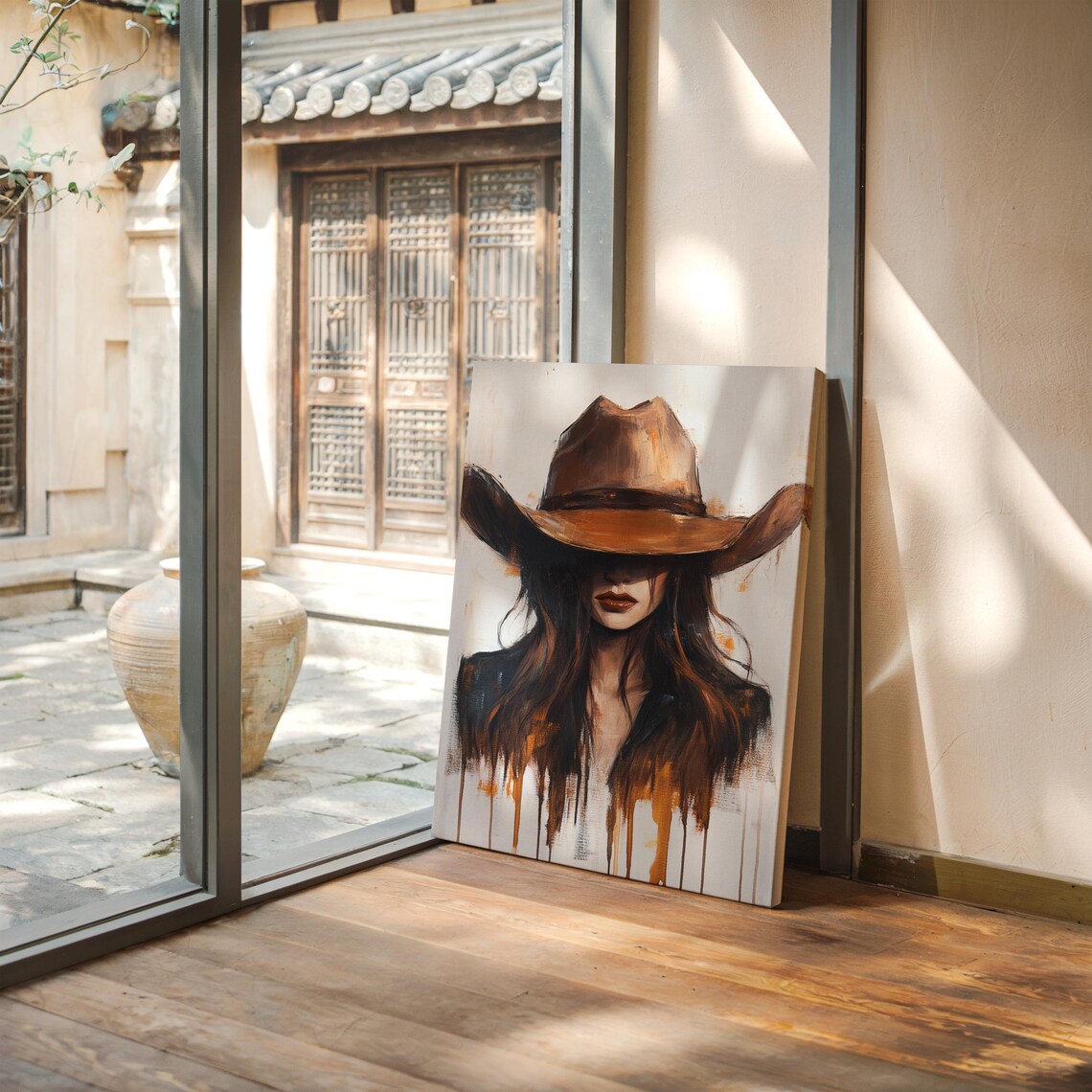 Cowgirl Wall Art, Dripping Paint Rustic Boho - Image 3