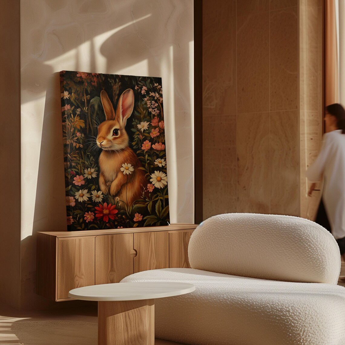 Sweet Rustic Rabbit Among Wildflowers Vintage Woodland Poster - Image 6