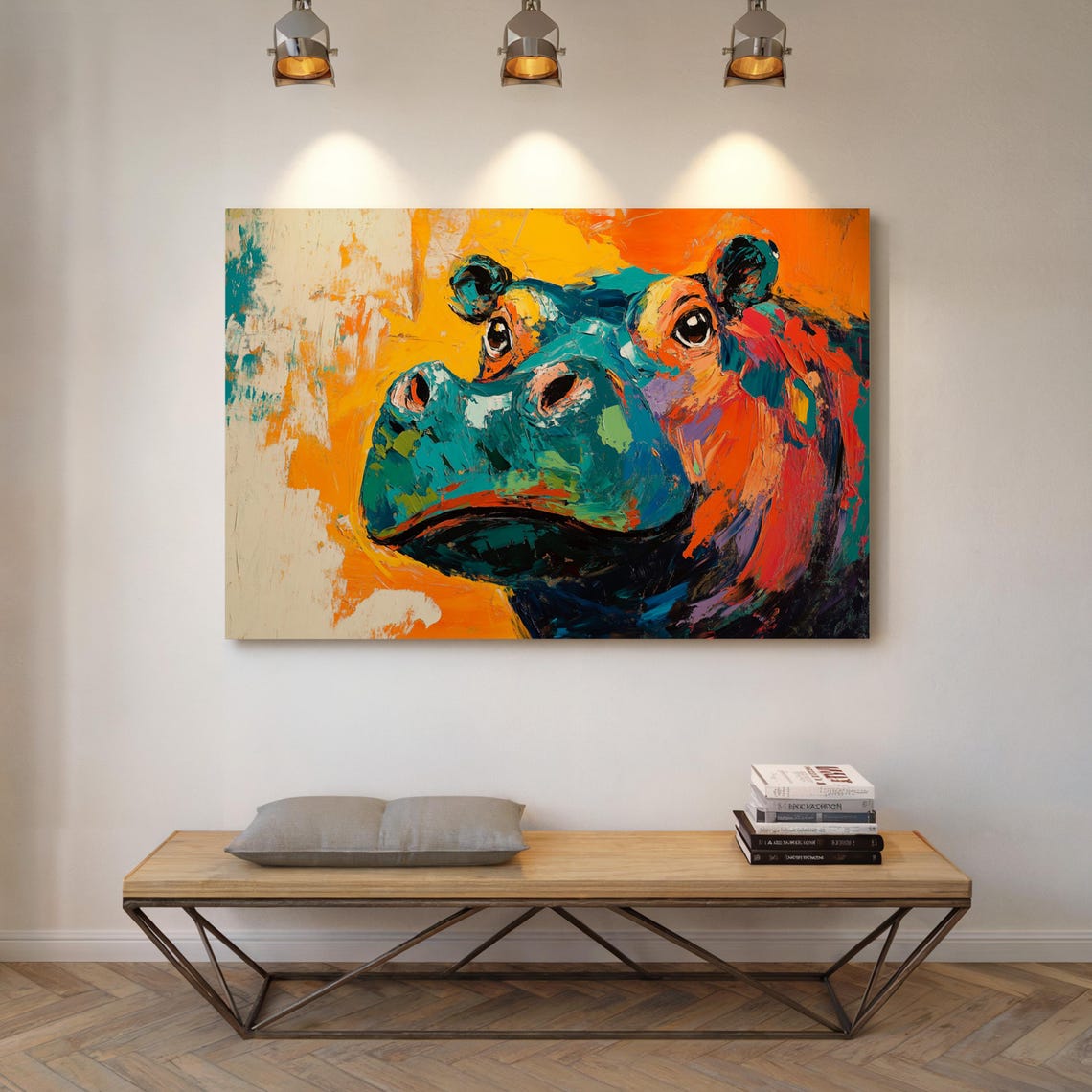 Bold Colorful Abstract Hippo Portrait in a Modern Art Poster - Image 5