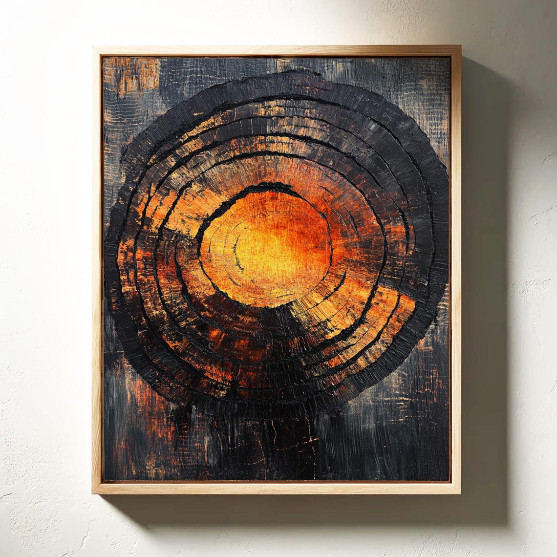 Black Bark Ember Core Abstract Tree Ring Dramatic Art Poster - Image 3