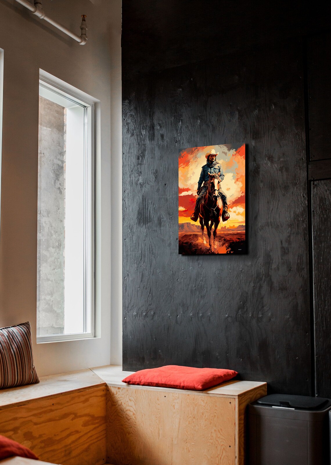 Cowboy Riding Into The Sunset, Southwestern Art Print - Image 3