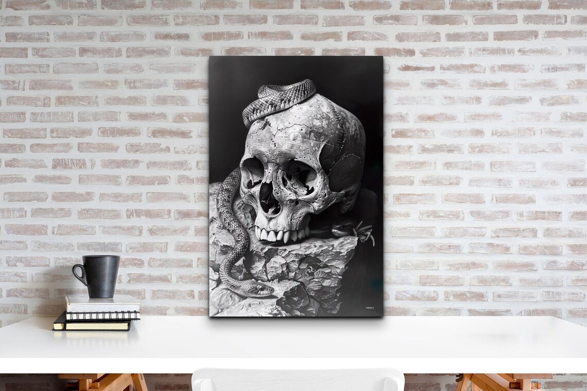 Skull Snake Portrait, Gothic Dark Art Print - Image 2