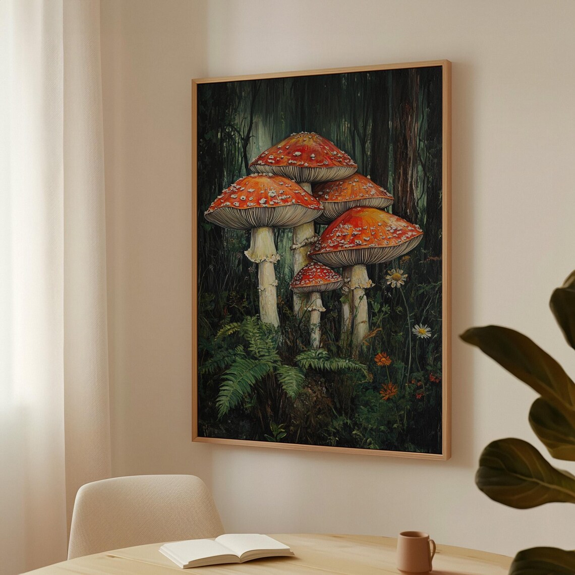Amanita Mushrooms, Mystical Forest Nature Art - Image 3
