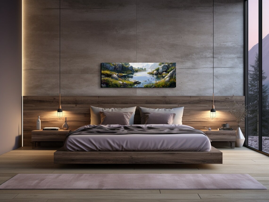 Panoramic River Field Landscape, Botanical Wall Art - Image 7