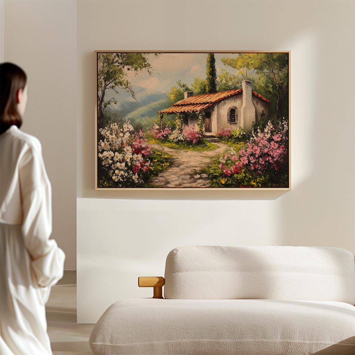 Mediterranean Cottage With Terracotta Roof And Flower Garden Wall Art - Image 7