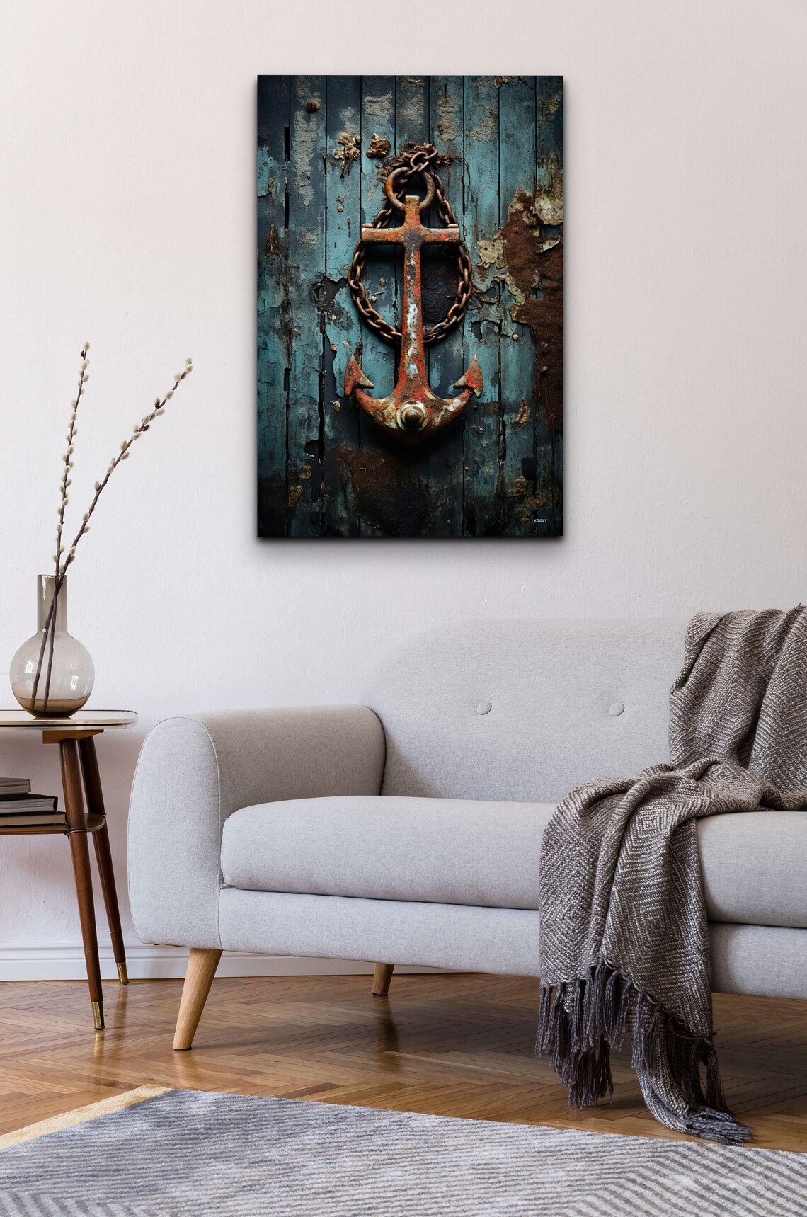 Rusty Anchor Nautical Wall Art, Boathouse Decor - Image 3
