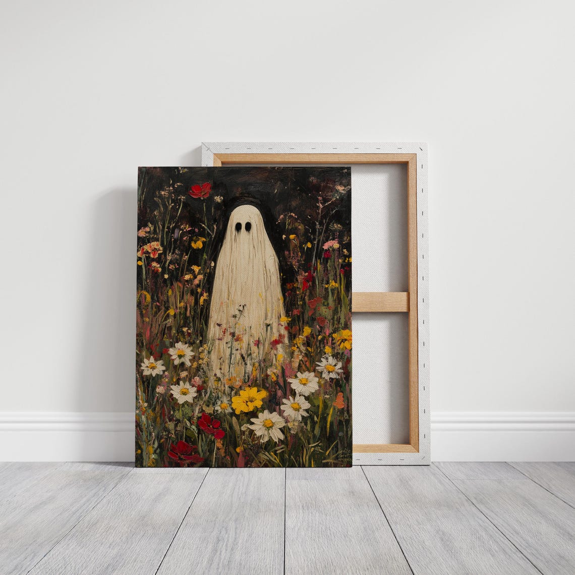 Gentle Sheet Ghost Among Bright Wildflowers in a Meadow Poster - Image 5