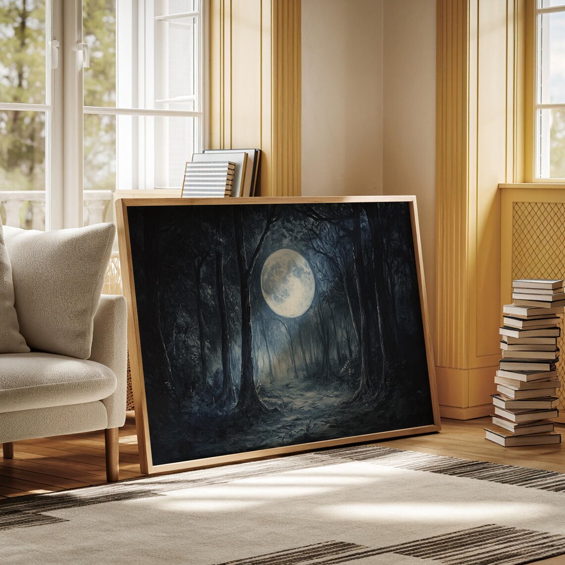 Mystical Moonlit Forest Path, Nature Inspired Decor - Image 4