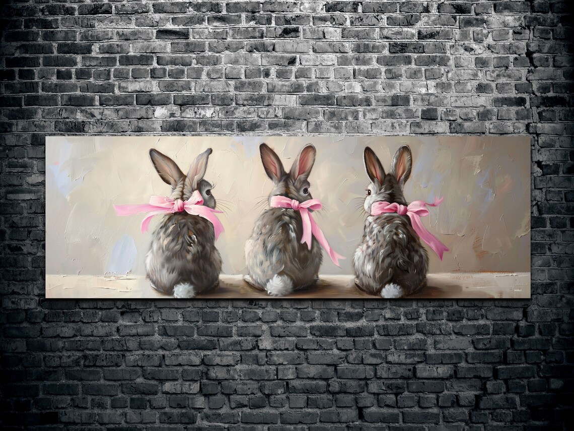 Bunny Landscape - Easter Wall Art, Panoramic Art - Image 2