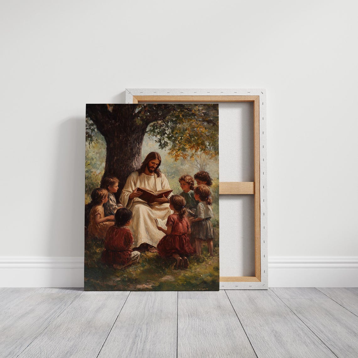 Jesus Teaching Children With a Book Under a Large Tree Poster - Image 6