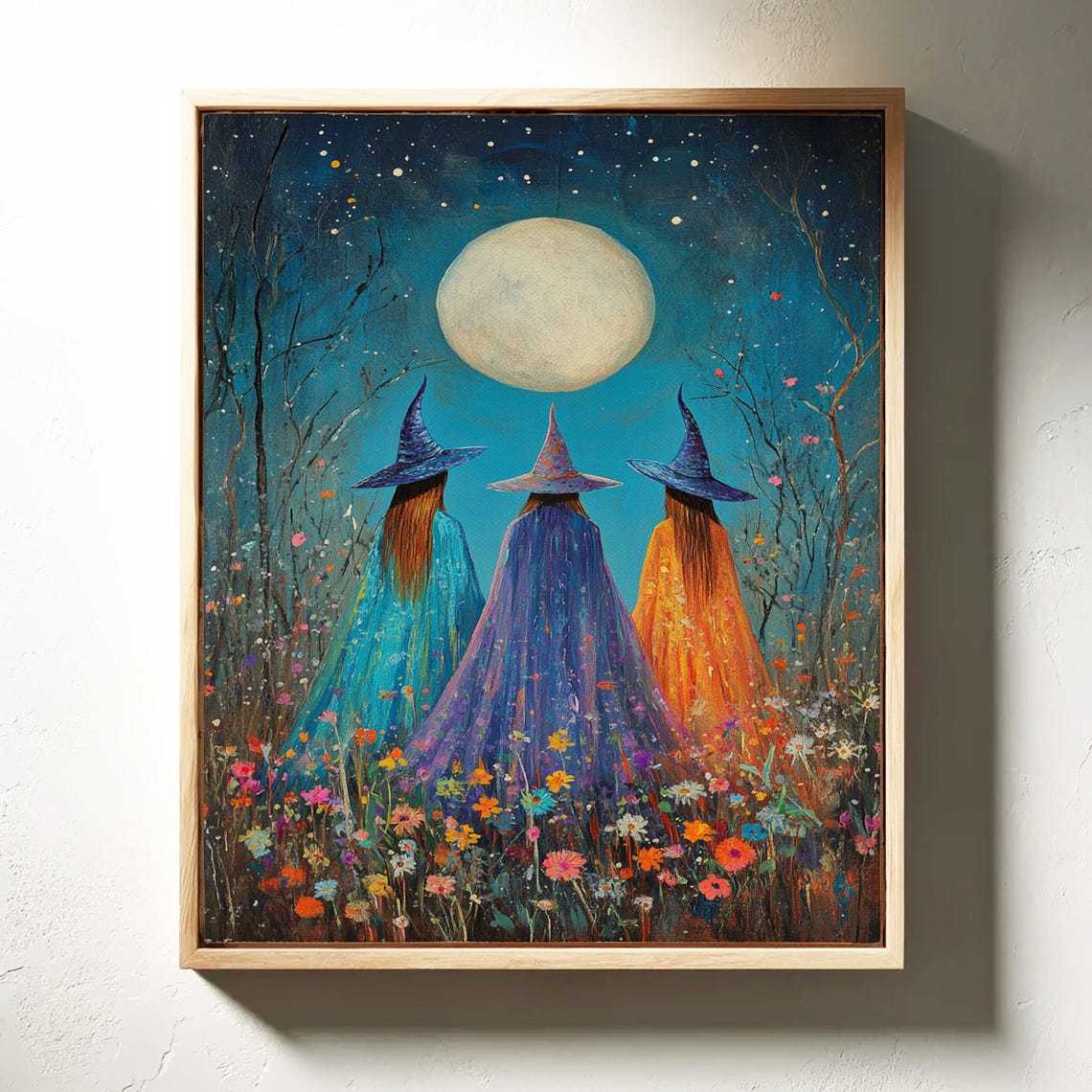 Three Witches Gazing at the Full Moon in a Wildflower Meadow Poster - Image 6