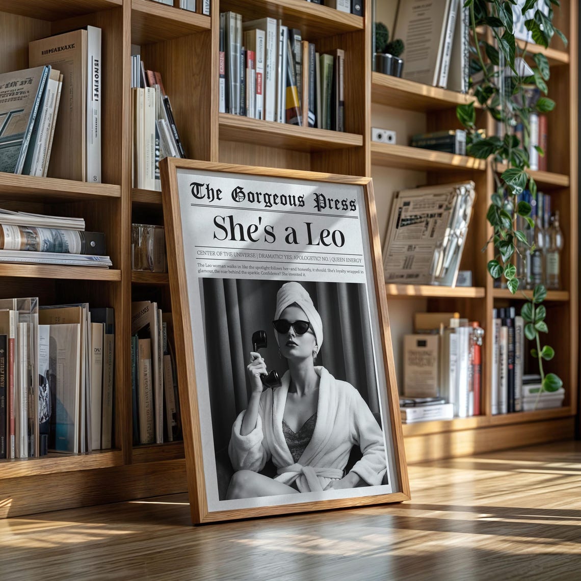 She's a Leo Queen Funny Zodiac Newspaper Style Personality Poster
