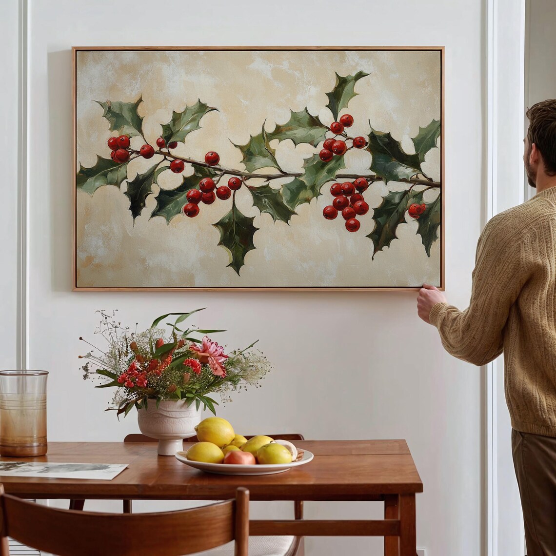 Vintage Holly Berries Art Print, Christmas Decor - Image 4