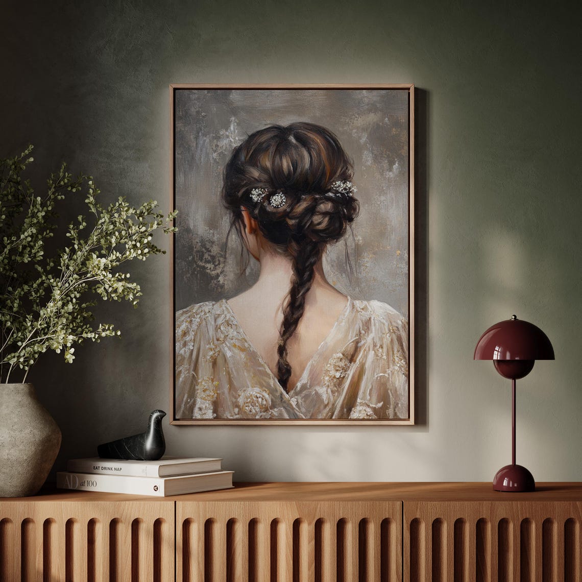 Long Braid Hairstyle Back View Romantic Vintage Portrait Art Poster - Image 5