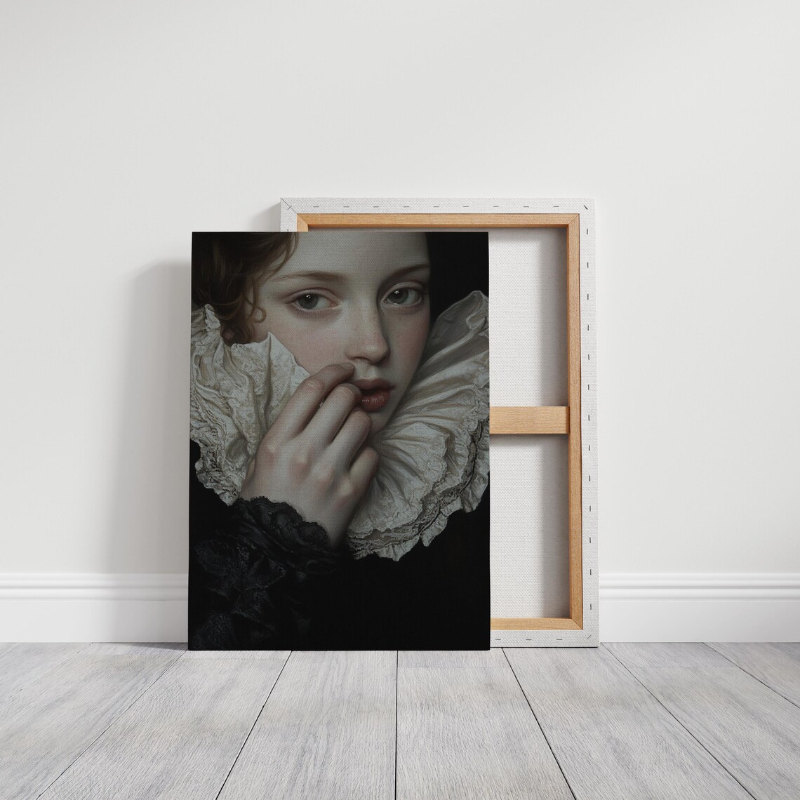 Gothic Beauty With Ruffled Collar Green Eyes Dark Portrait Poster - Image 6