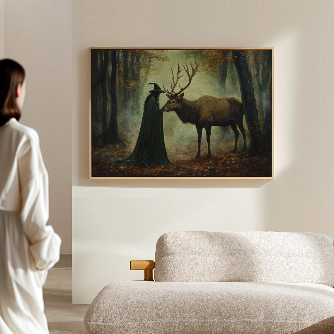 Witch Stag Dark Forest Autumn Mystical Enchanted Fantasy Art Poster - Image 6