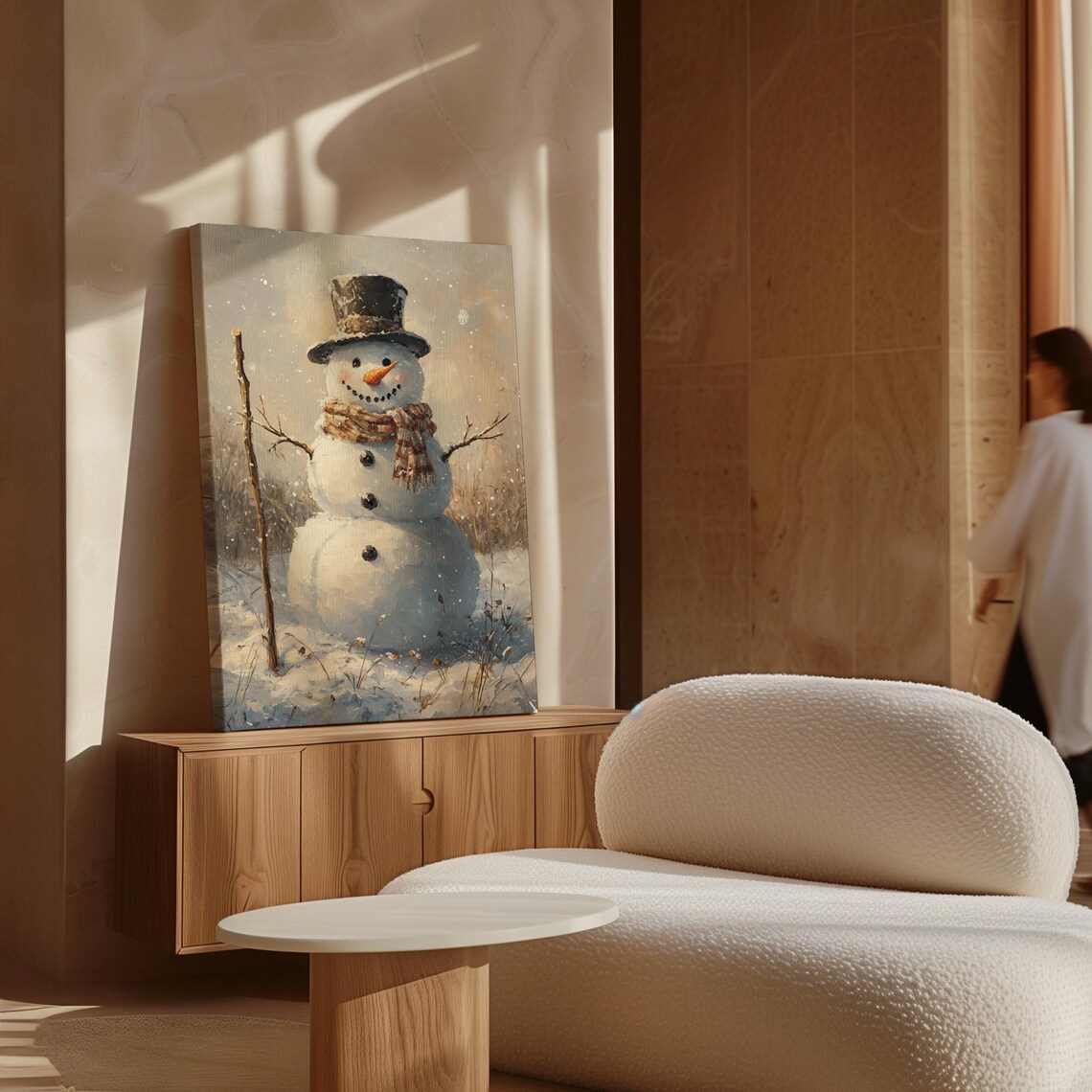 Cute Snowman With Top Hat And Scarf Winter Wonderland Poster - Image 7